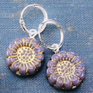 Sunflower Petite Huggie Earrings In Purple